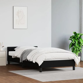 347477 vidaXL Cadru de pat cu tăblie, negru, 90x200 cm, piele ecologică