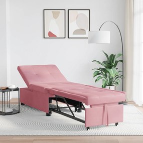 vidaXL Canapea 3 în 1 cu design extensibil din catifea roz