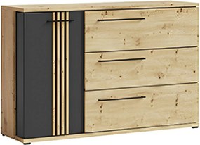Comoda MOLTO ML12, stejar artisan/negru, PAL, 130x37x86 cm