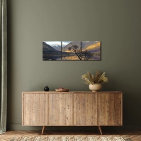 Tablou - Munții de lângă lac (cu ceas) (90x30 cm)