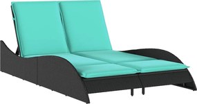 vidaXL Șezlong cu perne, negru, 114x205x73 cm, poliratan