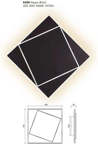 Aplica LED de perete/tavan DAKLA 30W neagra