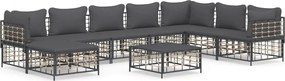 vidaXL Set mobilier de grădină cu perne, 9 piese, antracit, poliratan