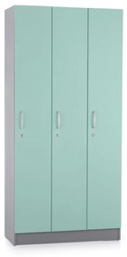 Dulap din lemn Visio LUX - 3 compartimente, 90 x 42 x 190 cm, turcoaz