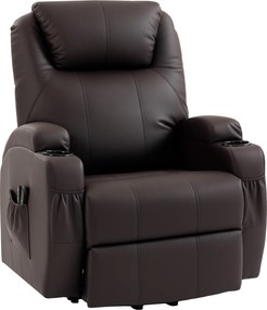HOMCOM Fotoliu cu funcție de ridicare, fotoliu relax cu asistență la ridicare, incl. telecomandă, suport pahare, spătar reglabil, Maro | Aosom Romania