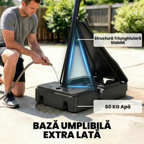SPORTNOW Coș de Baschet Portabil pentru Exterior, Reglabil 2,45-3,05 m, Panou Rezistent la Șocuri, Reglare cu Manivelă | Aosom Romania