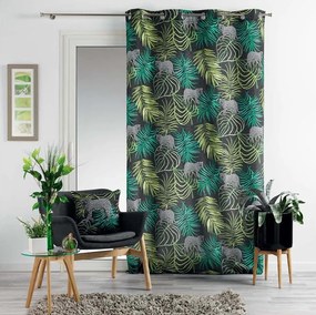 Draperie verde scandinavă pentru cercuri TROPICAL 140 x 260 cm