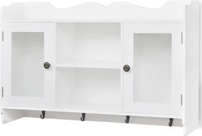 vidaXL Dulap de perete din MDF alb, raft prezentare pentru cărți/DVD