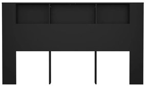 Tablie de pat cu dulap, negru, 180x18,5x104,5 cm Negru, 1