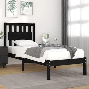 3103922 vidaXL Cadru de pat, negru, 90x200 cm, lemn masiv de pin