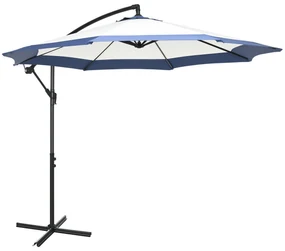 Outsunny Umbrelă de Grădină cu Bază în Cruce, Deschidere cu Manivelă și Orificiu de Ventilație, Ø295x194 cm, Albastru | Aosom Romania