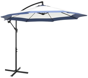 Outsunny Umbrelă de Grădină cu Bază în Cruce, Deschidere cu Manivelă și Orificiu de Ventilație, Ø295x194 cm, Albastru | Aosom Romania