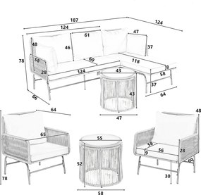 Set de lounge de grădină din 6 piese, Bej | Aosom Romania