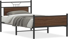 vidaXL Cadru de pat fără saltea Stejar maro 107x203 cm Lemn prelucrat