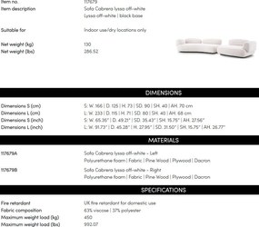 Canapea design LUX Cabrera, Lyssa off-white