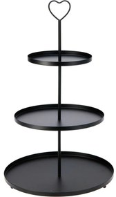 Etajer metalic cu 3 etaje, 30 × 30 × 48 cm, negru