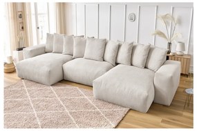 Colțar crem cu tapițerie din catifea reiată Voltaire – Bobochic Paris