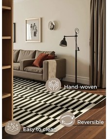 Covor negru-alb reversibil/țesut manual din lână 200x300 cm Donna – Hanse Home