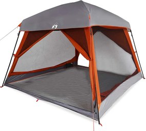 vidaXL Cort de camping pentru 6 persoane, gri/portocaliu, impermeabil