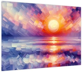 Tablou pe sticlă - Apus de soare artistic colorat (70x50 cm)