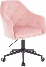 HR830CK Scaun Roz Pudra Catifea cu Bază Neagră