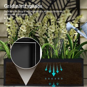 Outsunny Jardinieră Ridicată din Metal pentru Exterior cu Panou pentru Intimitate și Ghiveci, Montare pe Perete sau Independentă, Negru | Aosom Romania