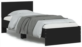 vidaXL Cadru de pat cu tăblie și lumini LED, negru, 75x190 cm