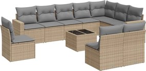 vidaXL Set canapele de grădină cu perne, 11 piese, bej, poliratan