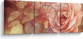 Tablou cu trandafir (cu ceas) (90x30 cm)