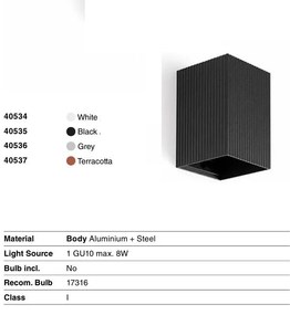Aplica perete aluminiu striat alb, 1xGU10, LUNE square