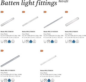 Corp iluminat liniar cu neon protectie IP65 Works gri 65cm