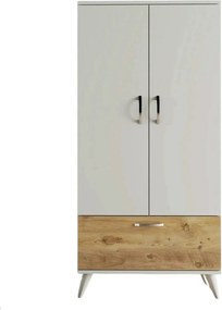 Dulap GRD0203, alb/stejar, PAL melaminat, cu 3 usi, 80x47x168 cm