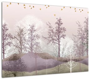 Tablou pe sticlă cu pădure (70x50 cm)