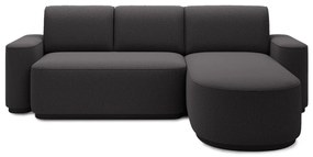 Colțar gri închis extensibil/cu spațiu de depozitare cu tapițerie din chenille (cu colț pe partea dreaptă/cu șezlong) Aurumm – ELTAP