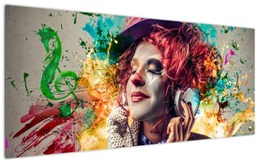 Tablou - Artista cu căști (120x50 cm)