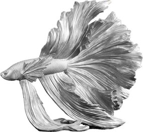 Statueta decorativa extravaganta Fisch Crowntail 35cm, argintiu