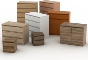 Comodă cu 2 uşi şi 4 sertare, stejar sonoma, HANY NEW 010