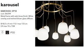 Lustra cu 10 pendule design modern KAROUSEL SP10, alama D-82,5cm 206394