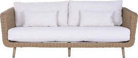 Set lounge exterior din rattan sintetic și structură din aluminiu cu canapea, 2 fotolii, masă și perne, finisaj natural, „Malibu”