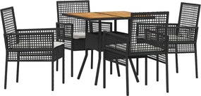 vidaXL Set de masă pentru grădină 5 pcs Negru poliratan