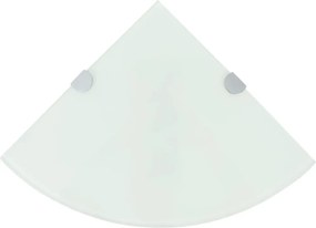 vidaXL Raft de colț cu suporți de crom, sticlă, 35 x 35 cm, alb