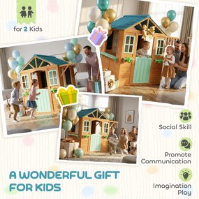 AIYAPLAY Căsuță de joacă pentru exterior cu tejghea de vânzare, ghiveci pentru plante, tablă de cretă, țintă, 4 bile 142 x 120 x 141,5 cm Multicolor | Aosom Romania