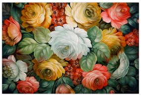 Tablou cu buchet pictat de flori (90x60 cm)