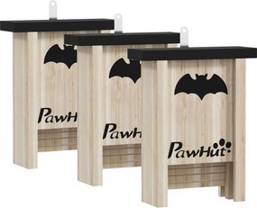 PawHut Set de 3 Căsuțe pentru Lilieci din Lemn de Brad, 18x6x22.5 cm, Lemn Natural | Aosom Romania