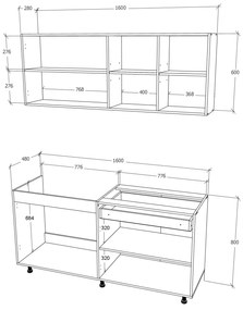 Bucatarie haaus Roma, Lemn Natural/Alb, L 160 cm