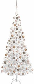 vidaXL Brad de Crăciun pre-iluminat cu set globuri, alb, 240 cm, L