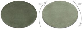 Covor lavabil modern POSH cerc shaggy verde, pluș anti-alunecare