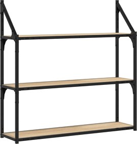 vidaXL Raft cu 3 niveluri stejar sonoma 80x21x78,5 cm, lemn prelucrat