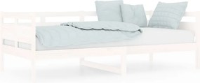 vidaXL Pat de zi, 90x200 cm, alb, lemn masiv de pin