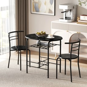 HOMCOM Set Masă Modernă cu 2 Scaune pentru Dining, Set 3 Piese Economisitoare de Spațiu pentru Bucătărie, Balcon, Restaurant sau Bar, Maro și Negru | Aosom Romania